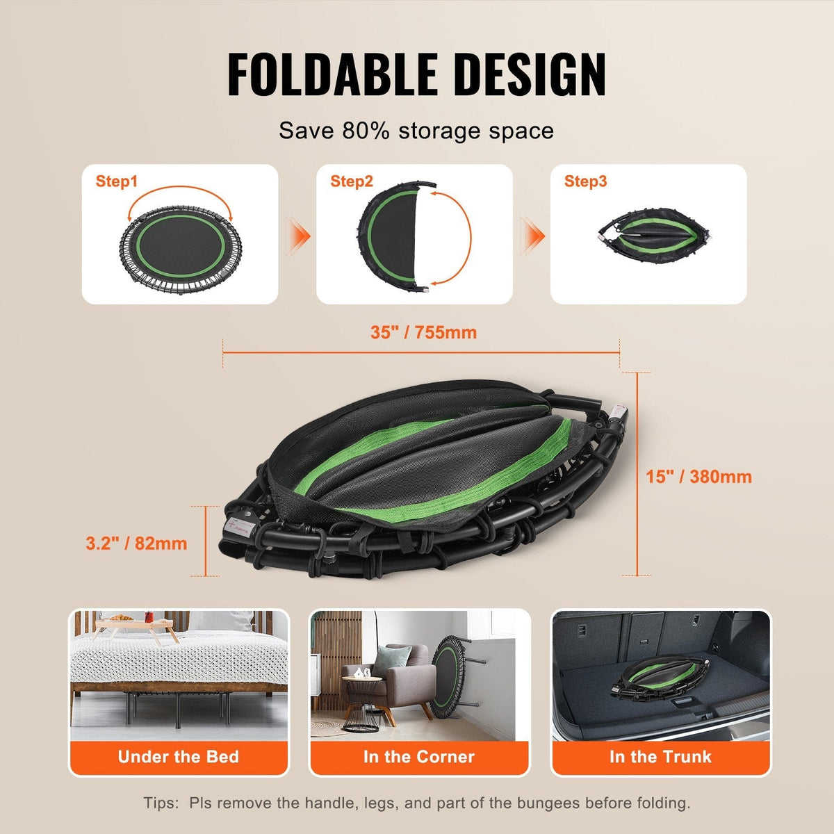 40" Foldable Mini Trampoline & Rebounders