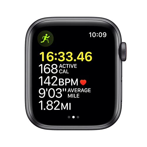 Apple Watch SE (GPS + Cellular, 44mm) Space Gray Aluminum Case with Tornado/Grey Sport Loop - MKRT3LL/A