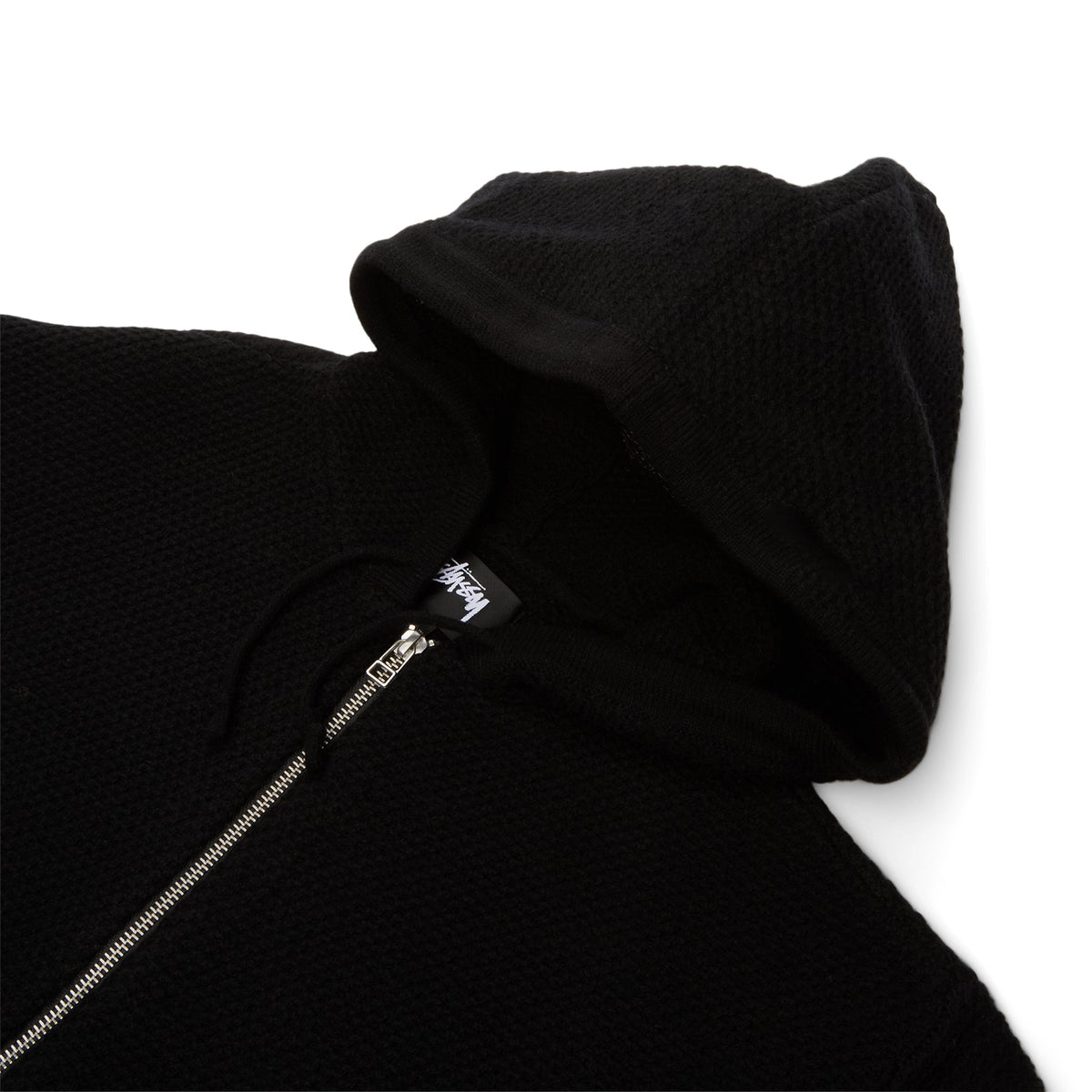 Stussy Textured Zip Hooded Sweater (Black)