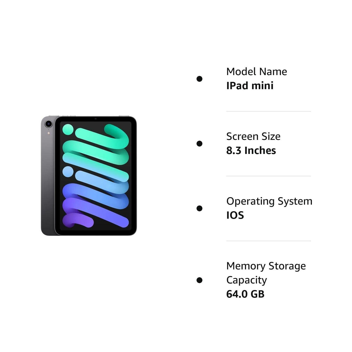 2021 Apple iPad Mini 6th Gen (8.3 inch, Wi-Fi, 64GB) – Space Gray – MK7M3LL/A