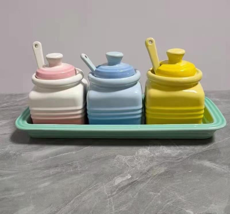 Colorful Kitchen Seasoning Jar with Spoon