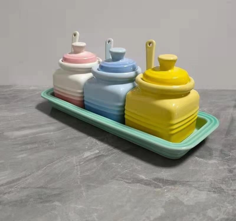 Colorful Kitchen Seasoning Jar with Spoon