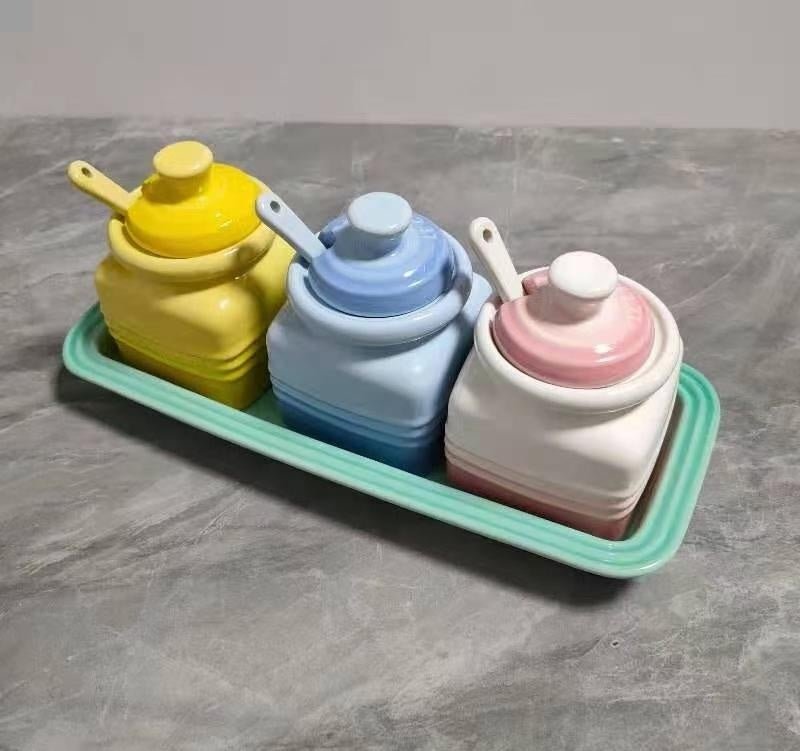 Colorful Kitchen Seasoning Jar with Spoon