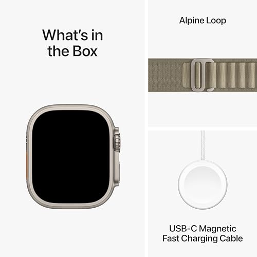 Apple Watch Ultra 2 (GPS + Cellular) 49mm Titanium Case with Olive Alpine Loop with Blood Oxygen - S - MREX3LL/A