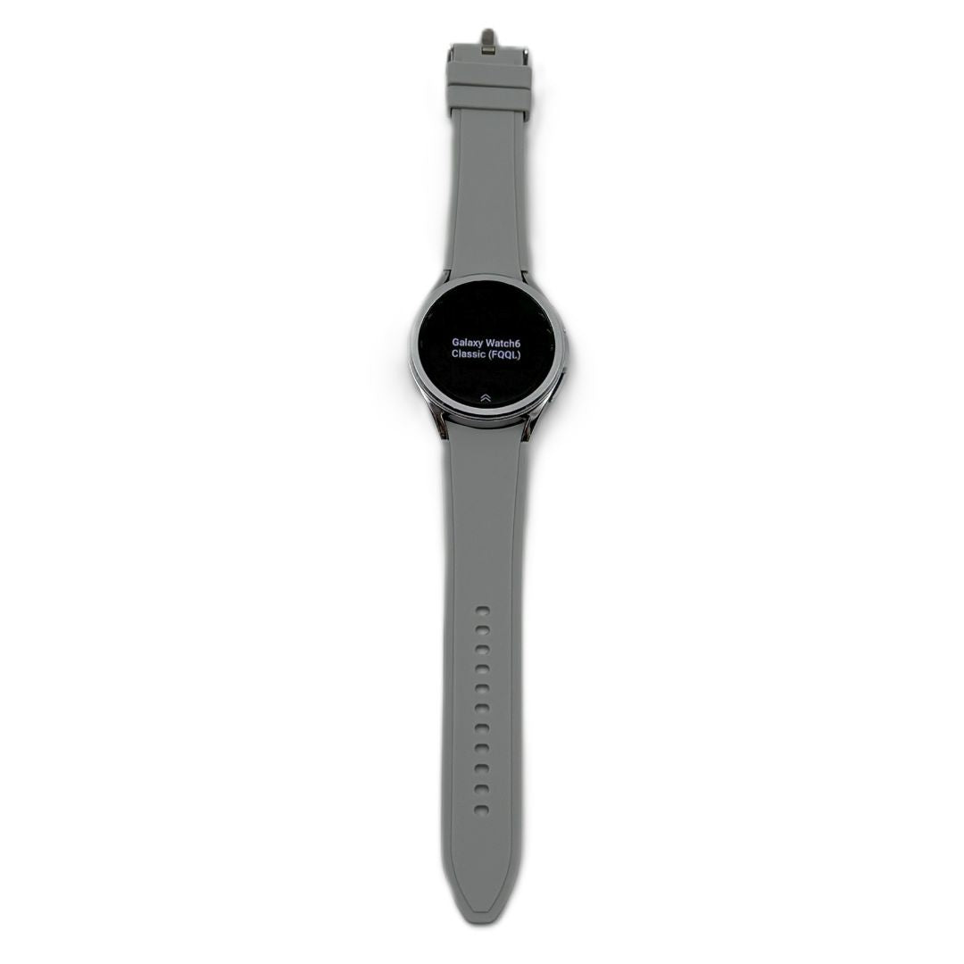 Samsung Galaxy Watch6 Classic Stainless Steel Smartwatch 43mm LTE – SM-R955UZSAXAA – Silver Silicone Band