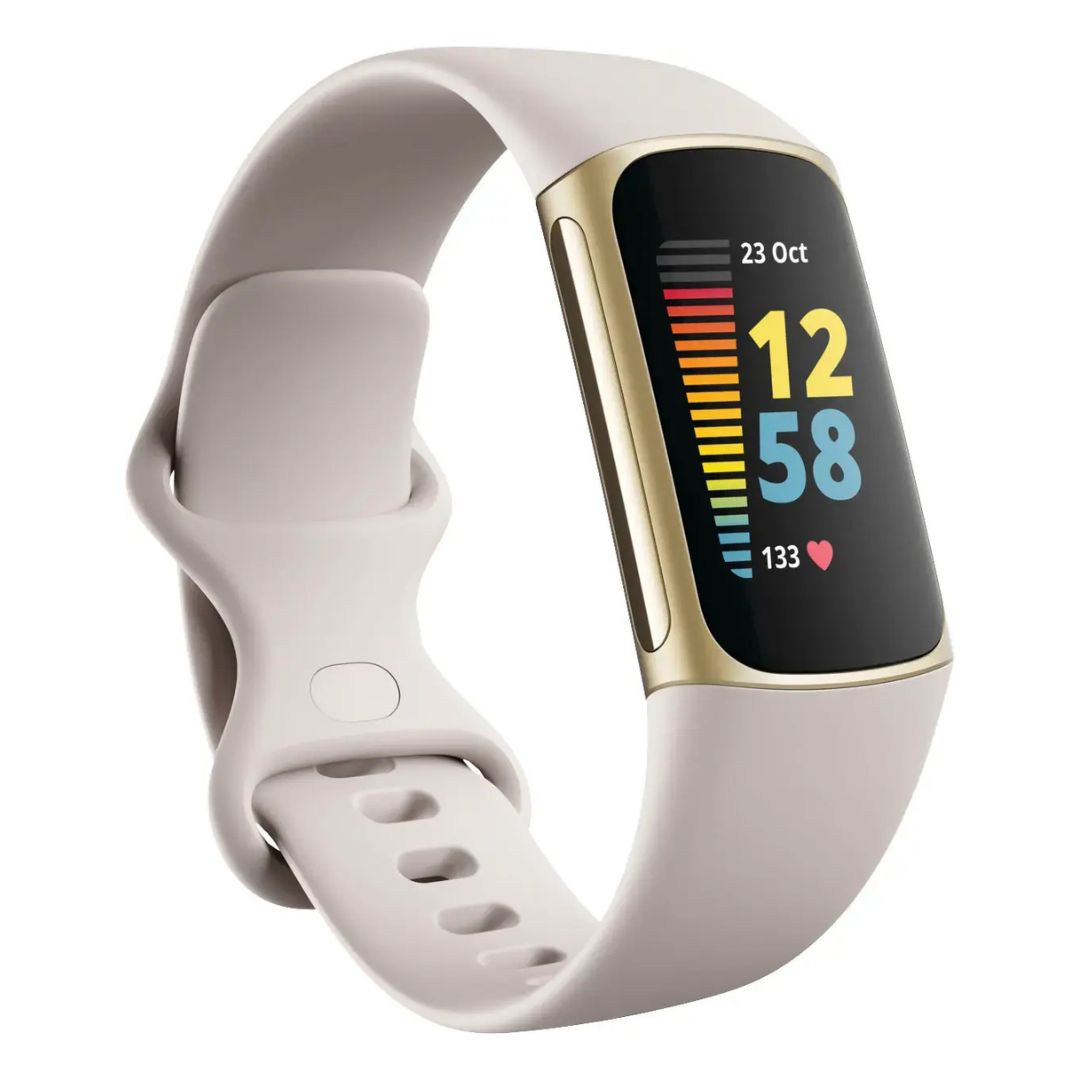 Fitbit Charge 5 – Advanced Fitness & Health Tracker – Soft Gold / White Band – FB421GLWT