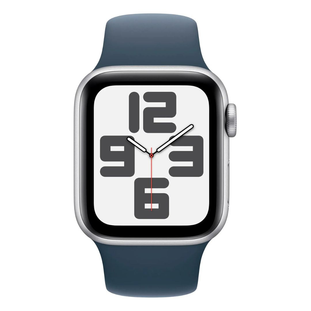 Apple Watch SE 2nd Gen (GPS+Cell) – 40mm Silver Aluminum Case with Storm Blue Sport Band (M/L) – MRGL3LL/A (2022)