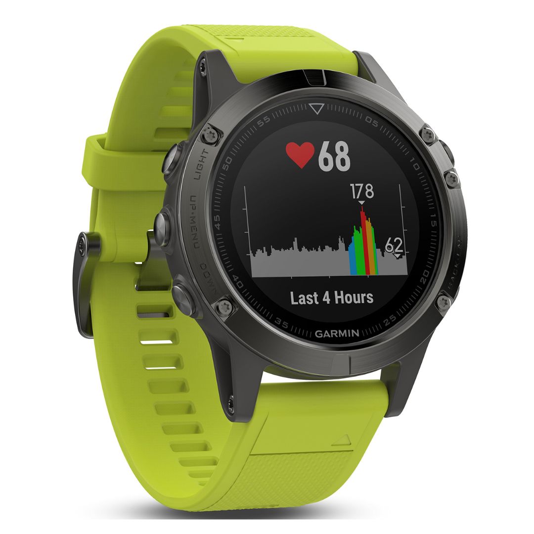 Garmin fēnix 5, Premium and Rugged Multisport GPS Smartwatch, Slate Gray W/ Yellow Band - 010-01688-02