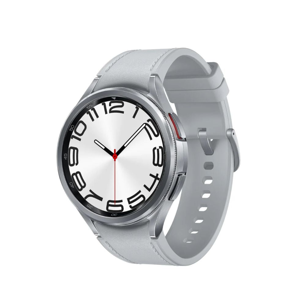 Samsung Galaxy Watch 6 Classic 47mm LTE - Silver Stainless Steel w/Silver Leather Band - SM-R965UZSAXAA