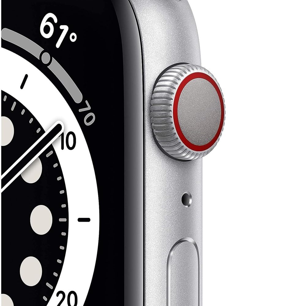 Apple Watch Series 6 (GPS + Cellular, 44mm) - Silver Aluminum Case with White Sport Band