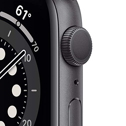 Apple Watch Series 6 GPS 44mm Space Gray Aluminum Case with Black Sport Band - M00H3LL/A