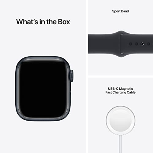 Apple Watch Series 7 (GPS, 41mm) Midnight Aluminum Case with Midnight Sport Band, Regular - MKMX3LL/A