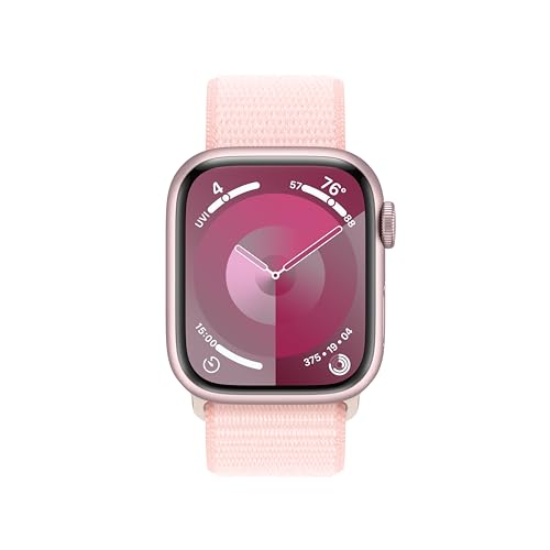 Apple Watch Series 9 GPS + Cellular 41mm Pink Aluminum Case with Light Pink Sport Loop - MRJ13LW/A