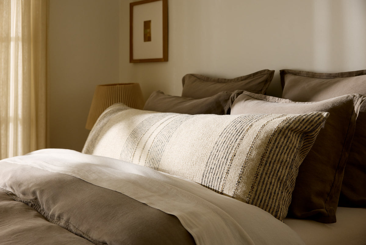 Taos Stripe Body Pillow Cover - FINAL SALE (Natural with Soft Black)