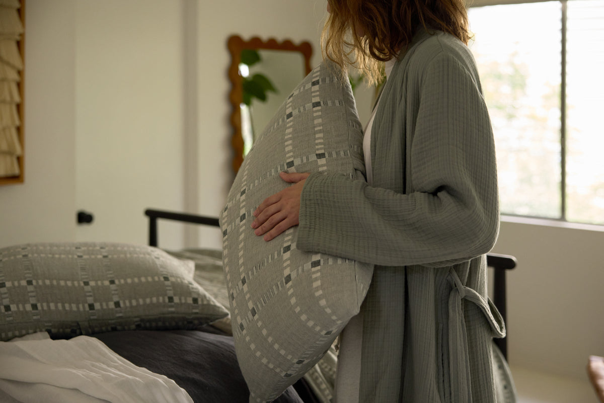 Grid Cotton Wool Sham Set - FINAL SALE (Moss)