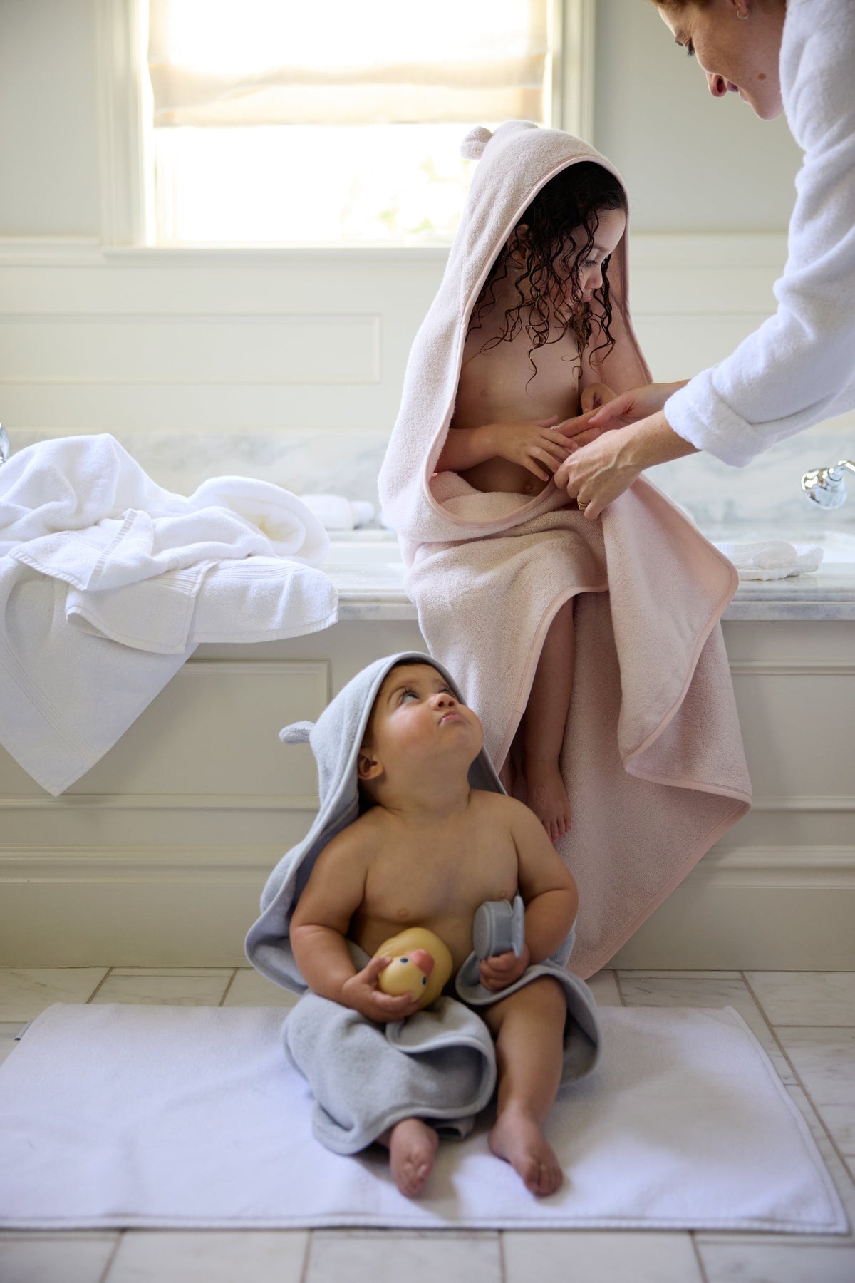 Organic Hooded Baby Towel with Ears (Blush)