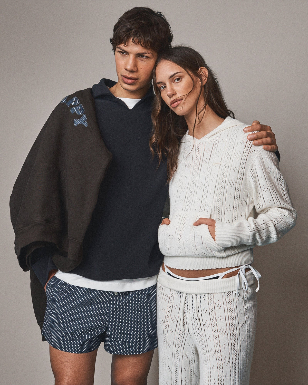 Pointelle Pullover Sweater Hoodie