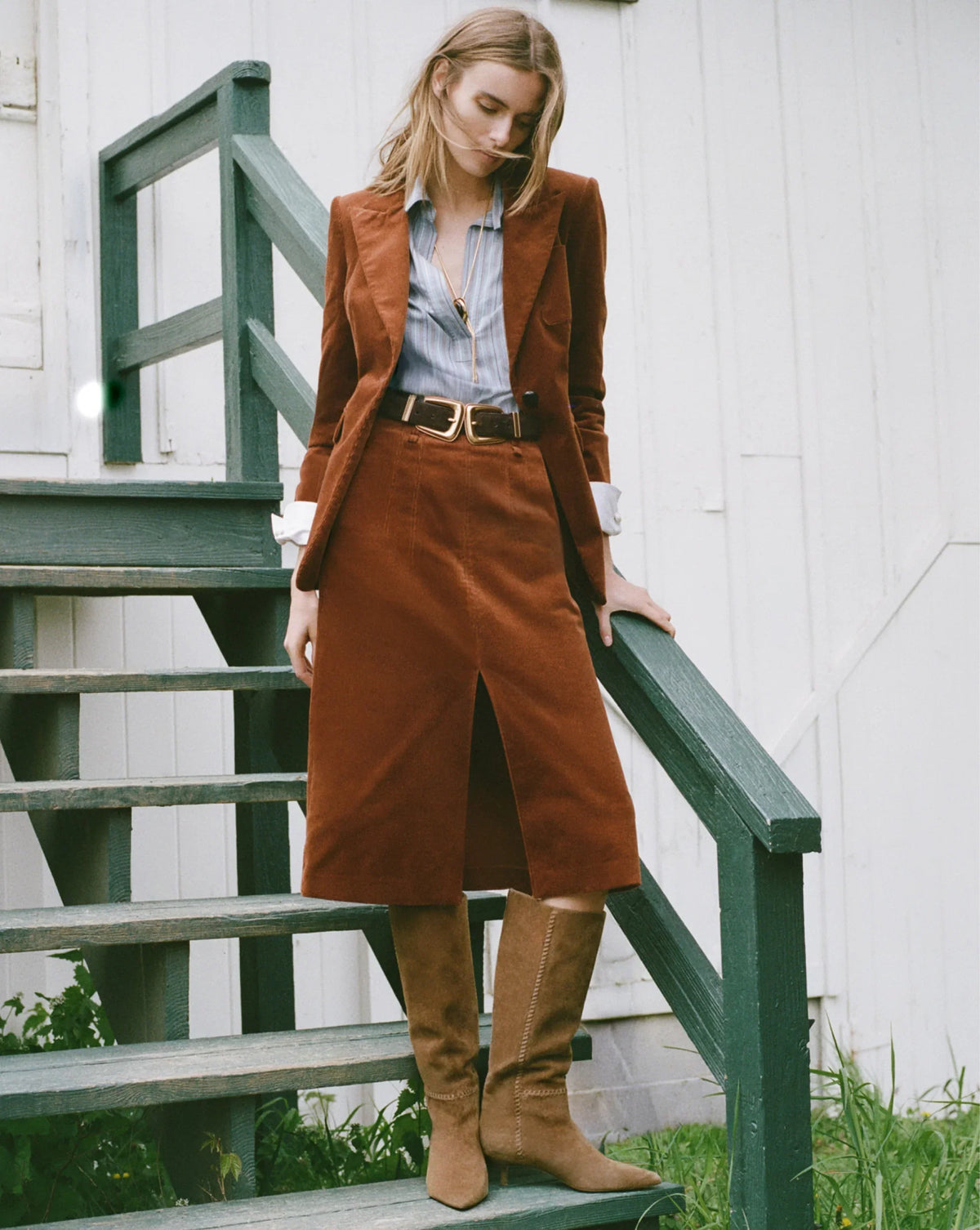 Alexie Corduroy Midi Skirt
