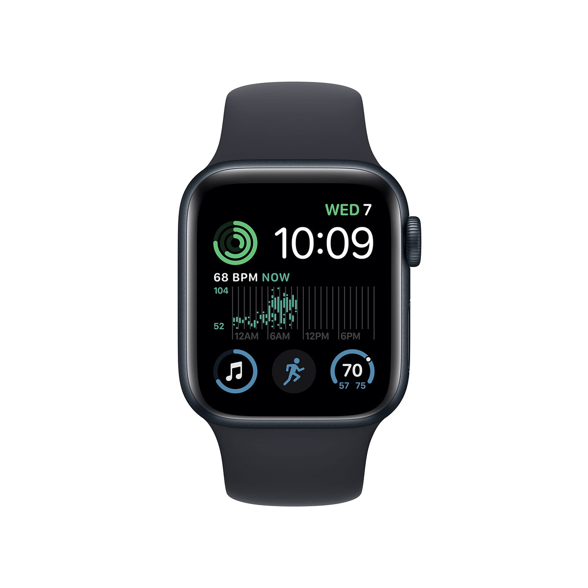Apple Watch SE 2nd Gen (GPS) 40mm Aluminum Case w/ Midnight Sport Band (M/L) – Midnight – MXE93LL/A (2024)