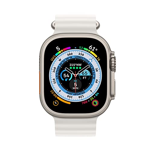 Apple Watch Ultra (GPS + Cellular) 49mm Titanium Case with White Ocean Band – MNH83LL/A