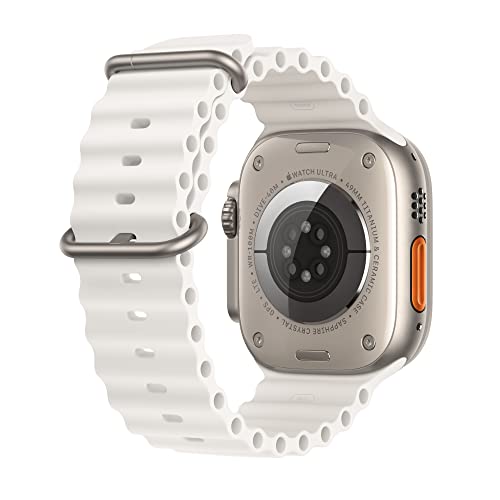 Apple Watch Ultra (GPS + Cellular) 49mm Titanium Case with White Ocean Band – MNH83LL/A