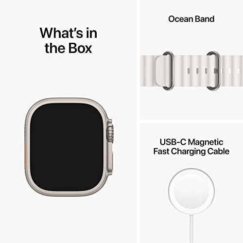 Apple Watch Ultra (GPS + Cellular) 49mm Titanium Case with White Ocean Band – MNH83LL/A