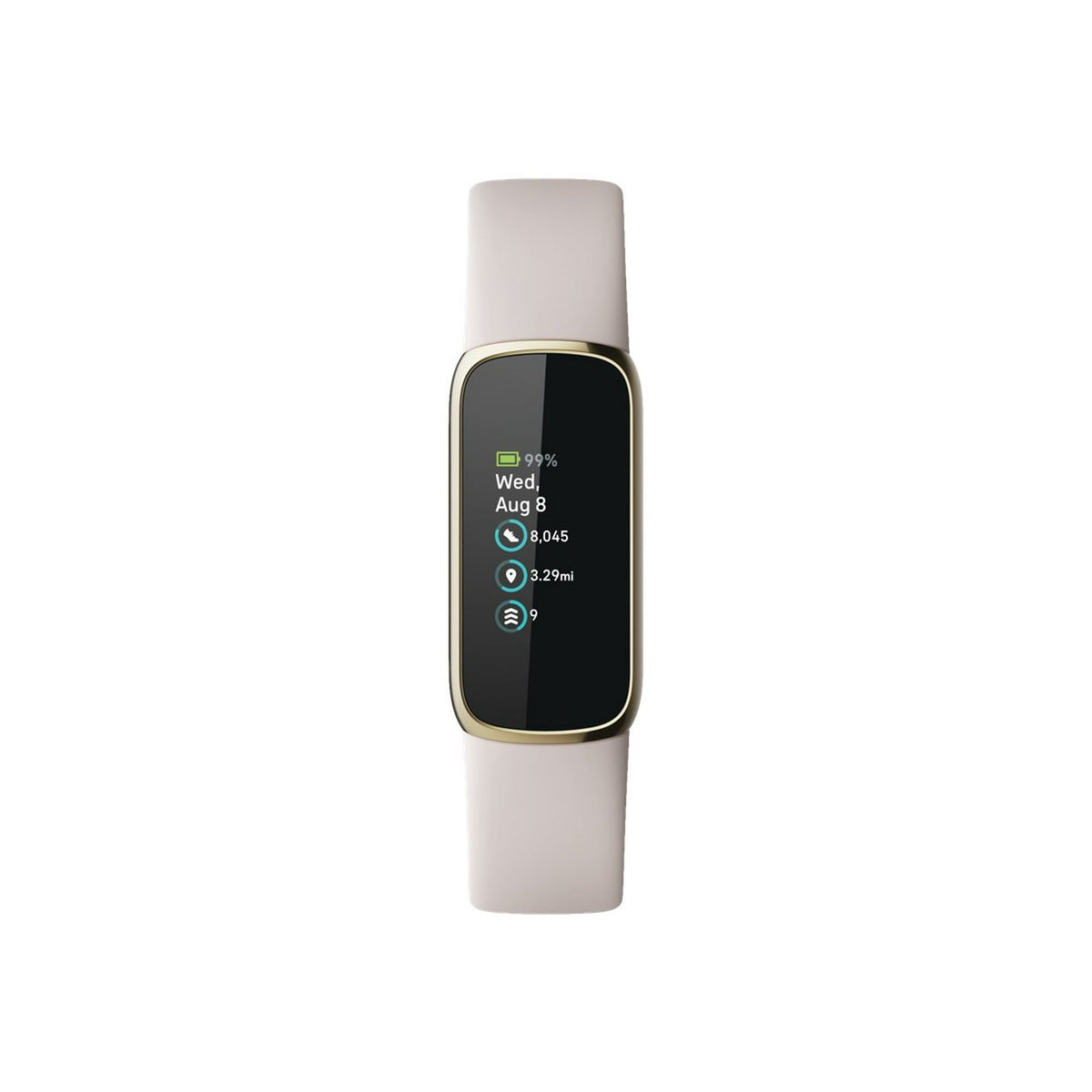 Fitbit Luxe Fitness & Wellness Tracker – Soft Gold Case with White Band – FB422GLWT