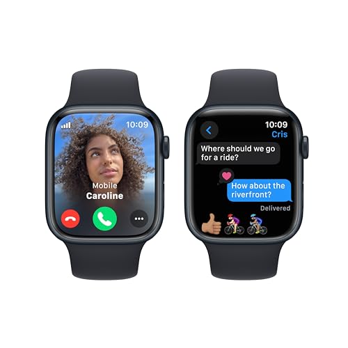 Apple Watch Series 9 (GPS + Cellular) – 45mm Aluminum Case with Midnight Sport Band (S/M) – Midnight – MRMC3LW/A
