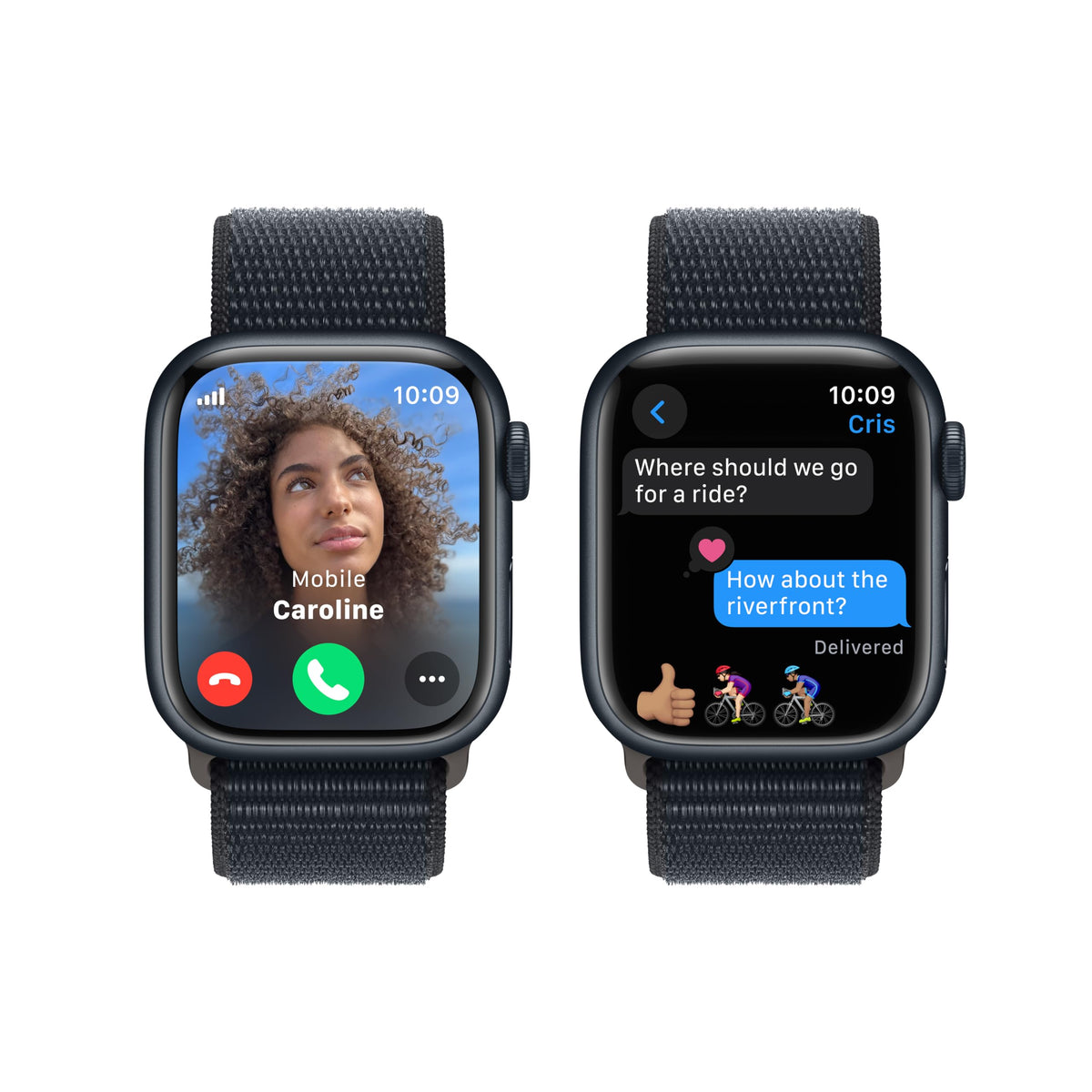 Apple Watch Series 9 (GPS + Cellular) – 41mm Midnight Aluminum Case with Midnight Sport Loop – One Size – MRHU3LW/A