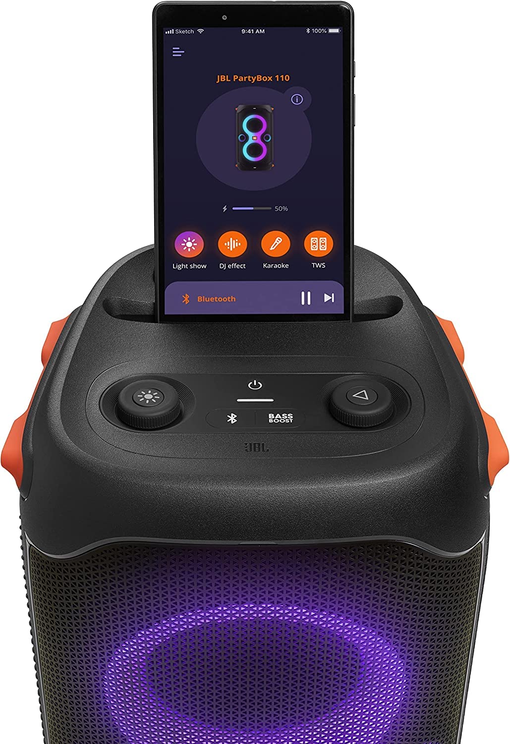JBL PartyBox 110 – Portable Bluetooth Party Speaker with Built-in Lights – Black – JBLPARTYBOX110AM