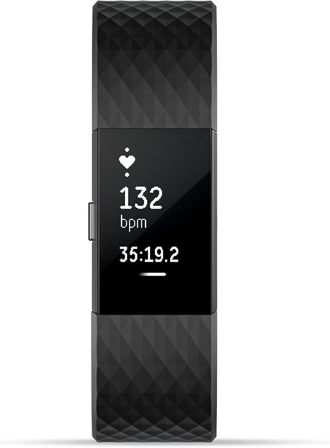 Fitbit Charge 2 Heart Rate + Fitness Wristband, Special Edition – Gunmetal – Small – FB407GMBKS