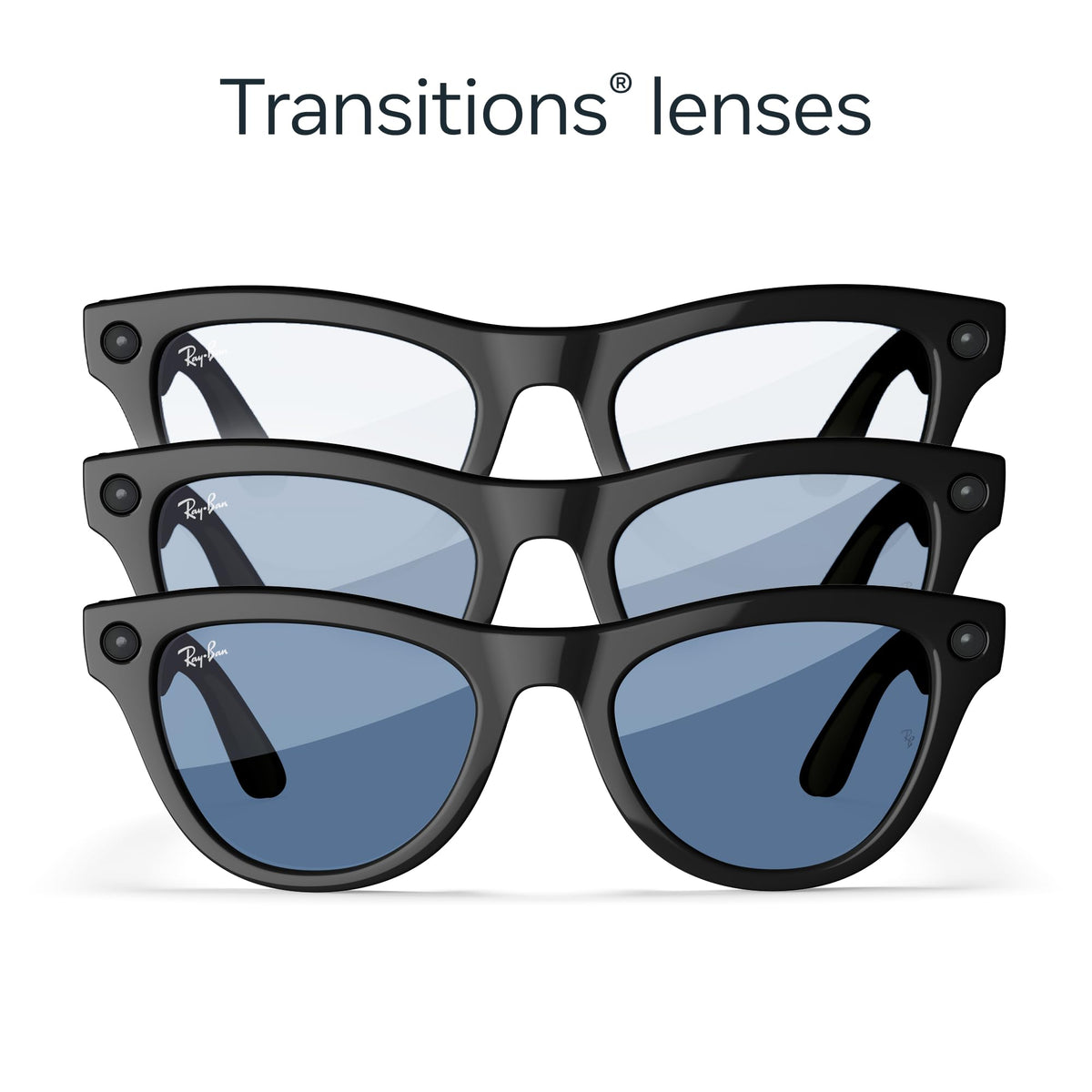 Ray-Ban Meta Skyler Glasses with Meta AI – Audio, Photo, and Video Compatibility – Transitions Cerulean Blue Lenses – Shiny Black – 601/MF52