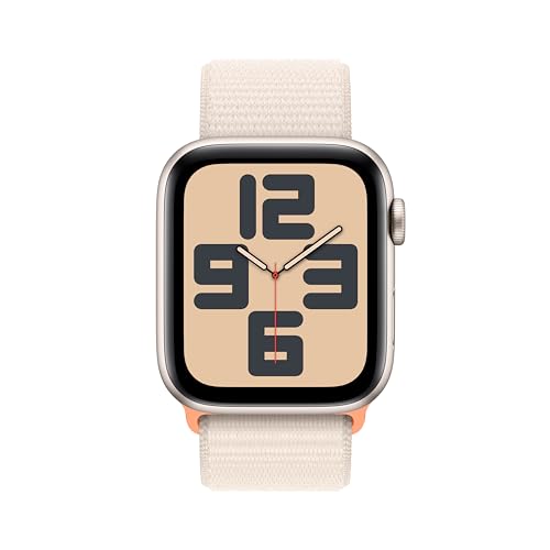 Apple Watch SE 2nd Gen (GPS) 44mm Starlight Aluminum Case w/ Starlight Sport Loop – MRE63LL/A