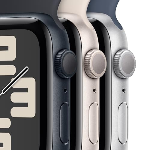 Apple Watch SE 2nd Gen (GPS) 44mm Starlight Aluminum Case w/ Starlight Sport Loop – MRE63LL/A