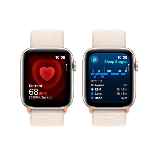 Apple Watch SE 2nd Gen (GPS) 44mm Starlight Aluminum Case w/ Starlight Sport Loop – MRE63LL/A