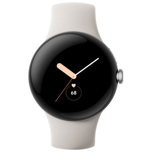 Google Pixel Watch 41mm LTE Polished Silver Stainless Steel with Chalk Band – GA02832-US
