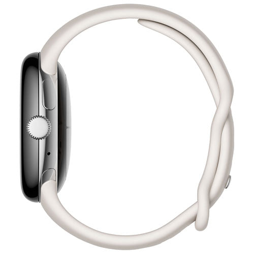 Google Pixel Watch 41mm LTE Polished Silver Stainless Steel with Chalk Band – GA02832-US