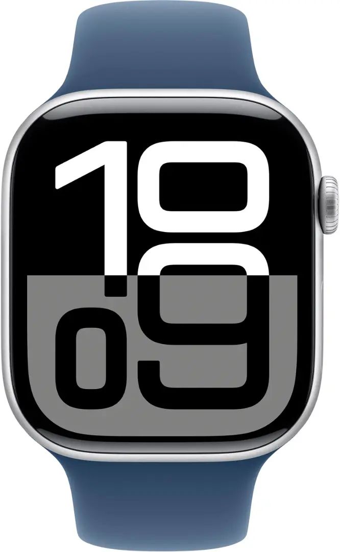 Apple Watch Series 10 (GPS + Cellular) 46MM Silver Aluminum Case W/ Denim Sport Band - M/L