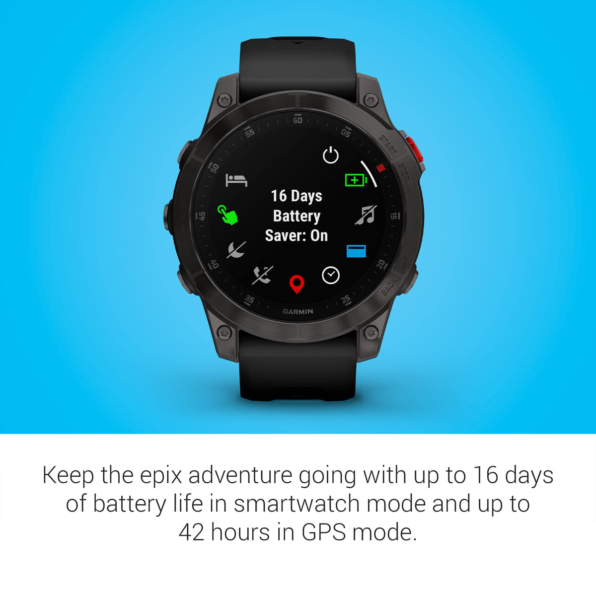 Garmin epix (Gen 2) GPS Smartwatch – 47mm – Fiber-Reinforced Polymer with Titanium Bezel – 010-02582-10