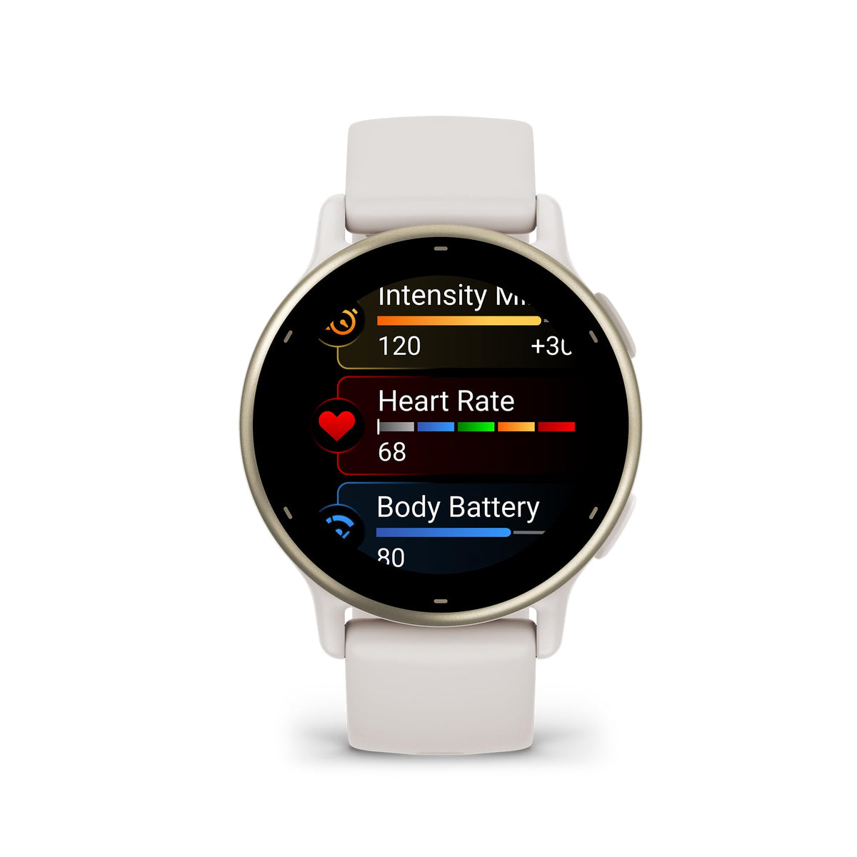 Garmin Vivoactive 5 GPS Smartwatch – 42mm Cream Gold Aluminum with Ivory Silicone Band – 010-02862-11