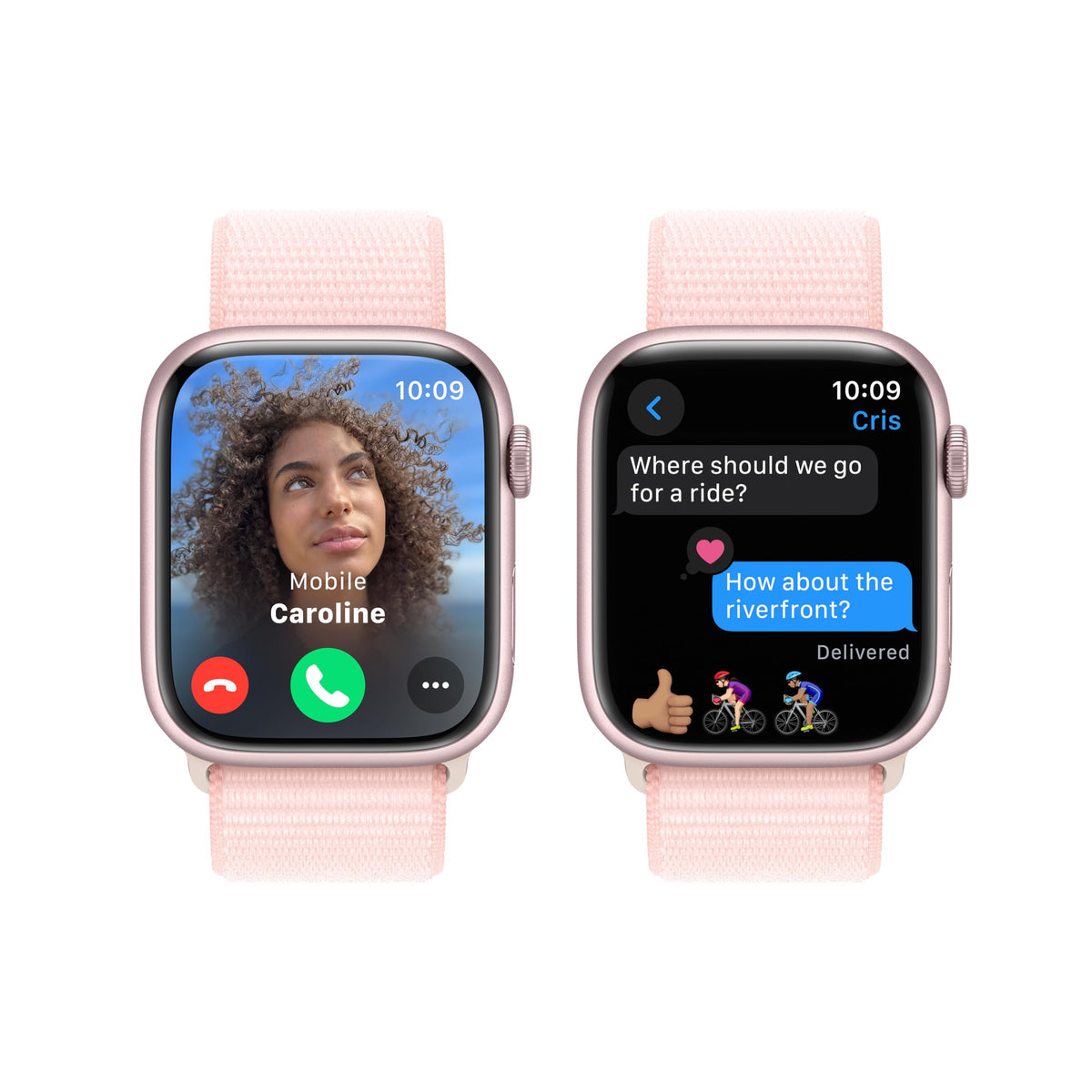 Apple Watch Series 9 GPS 45mm Pink Aluminum Case with Light Pink Sport Loop  (NO BLOOD OXYGEN) - MR9J3LW/A