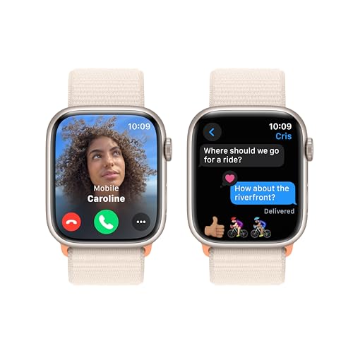Apple Watch Series 9 (GPS) 45mm Starlight Aluminum Case & Sport Loop Band - MR983LW/A