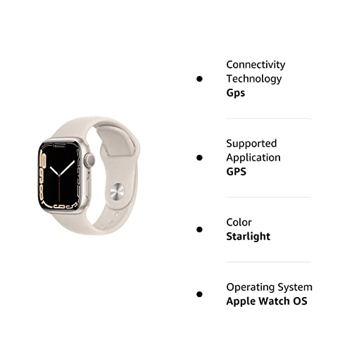 Apple Watch Series 7 (GPS, 41mm) Starlight Aluminum Case with Starlight Sport Band, Regular - MKMY3LL/A