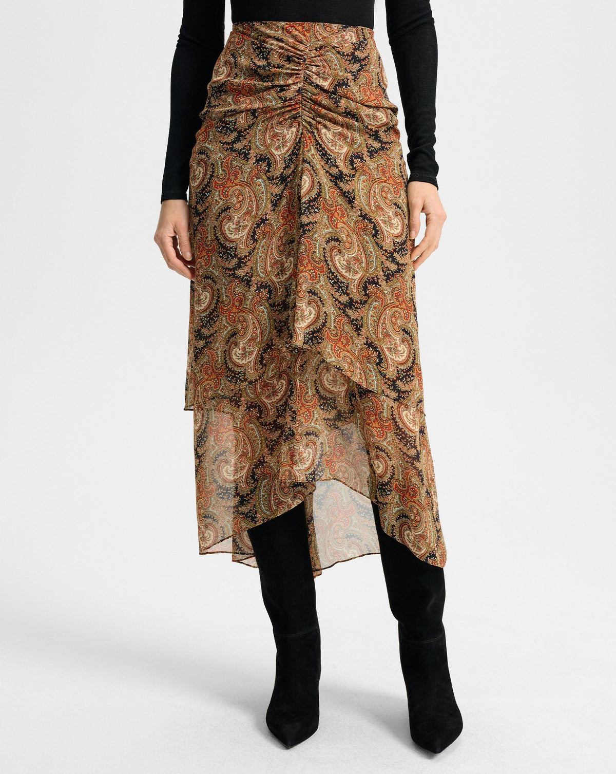 Sira Silk Midi Skirt