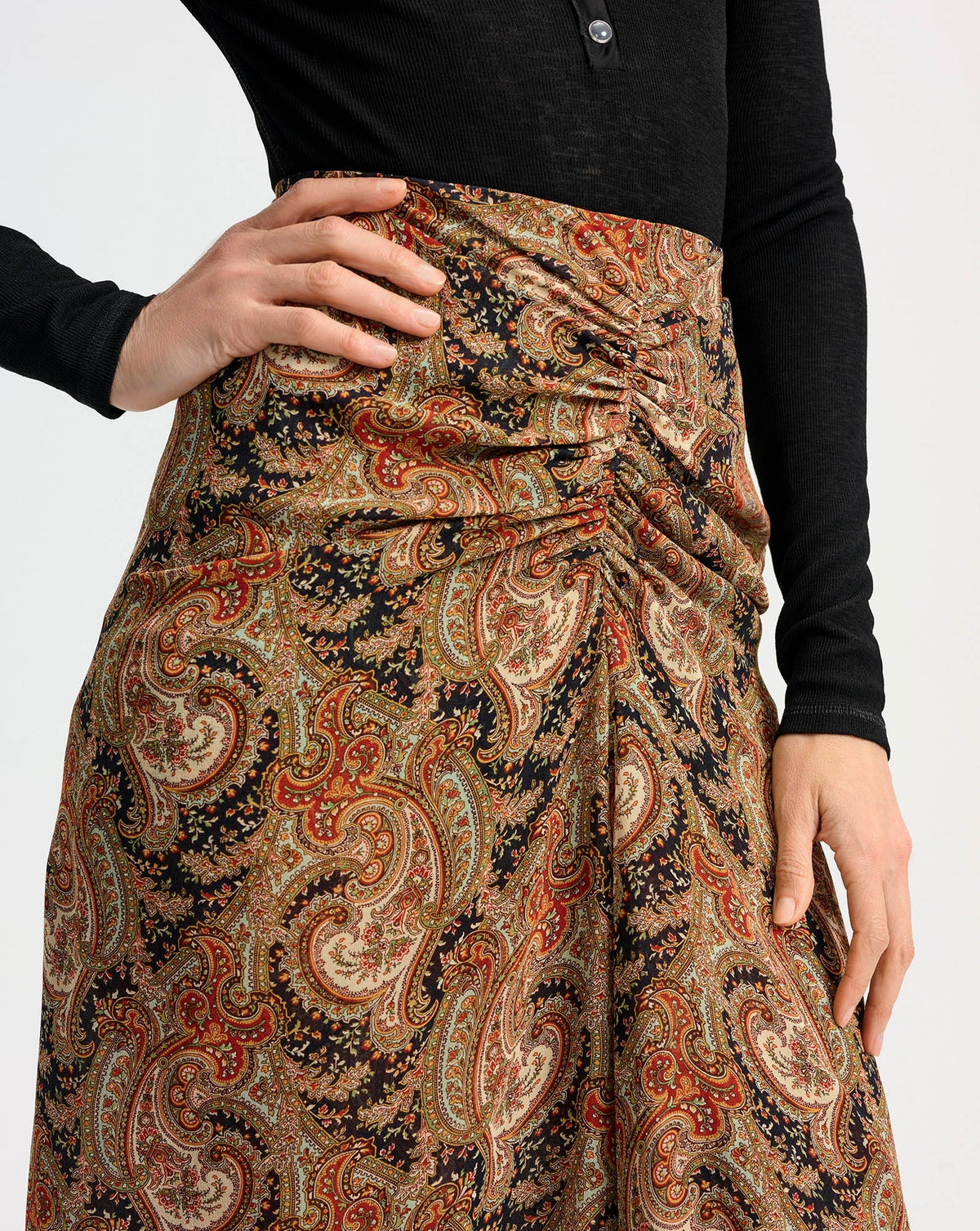 Sira Silk Midi Skirt