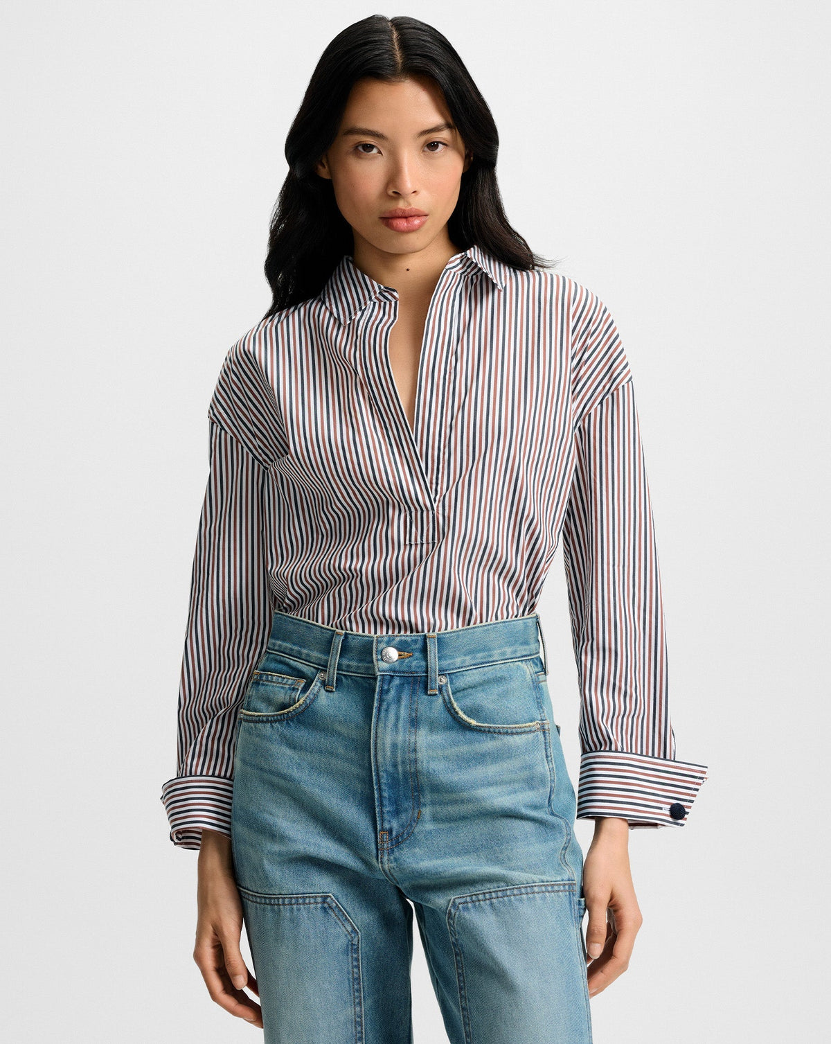Draymond Striped Cuff-Sleeve Shirt