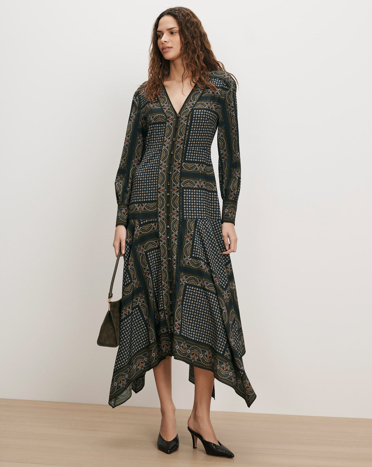 Skye Scarf-Print Midi Dress