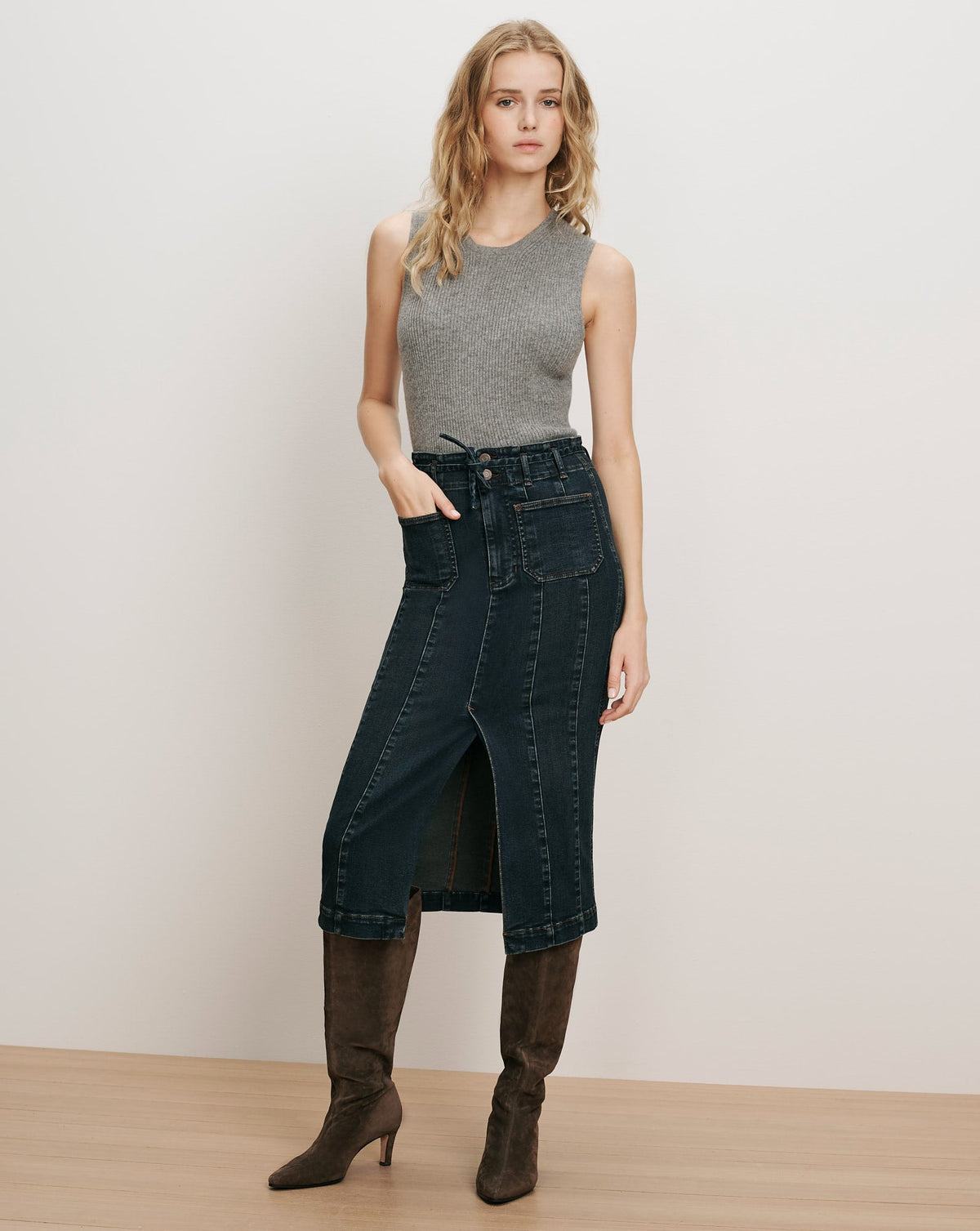 Pavana Denim Midi Skirt
