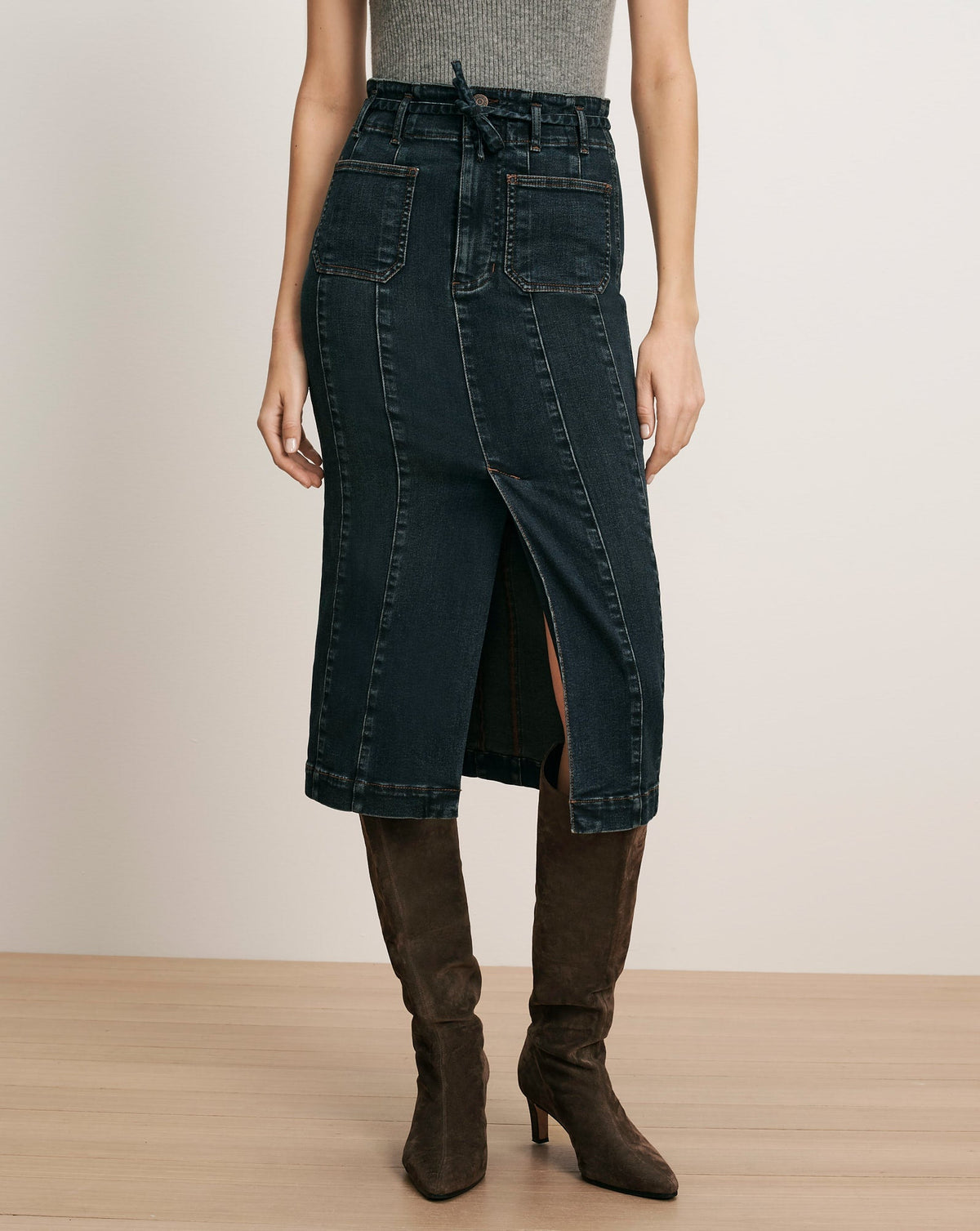Pavana Denim Midi Skirt