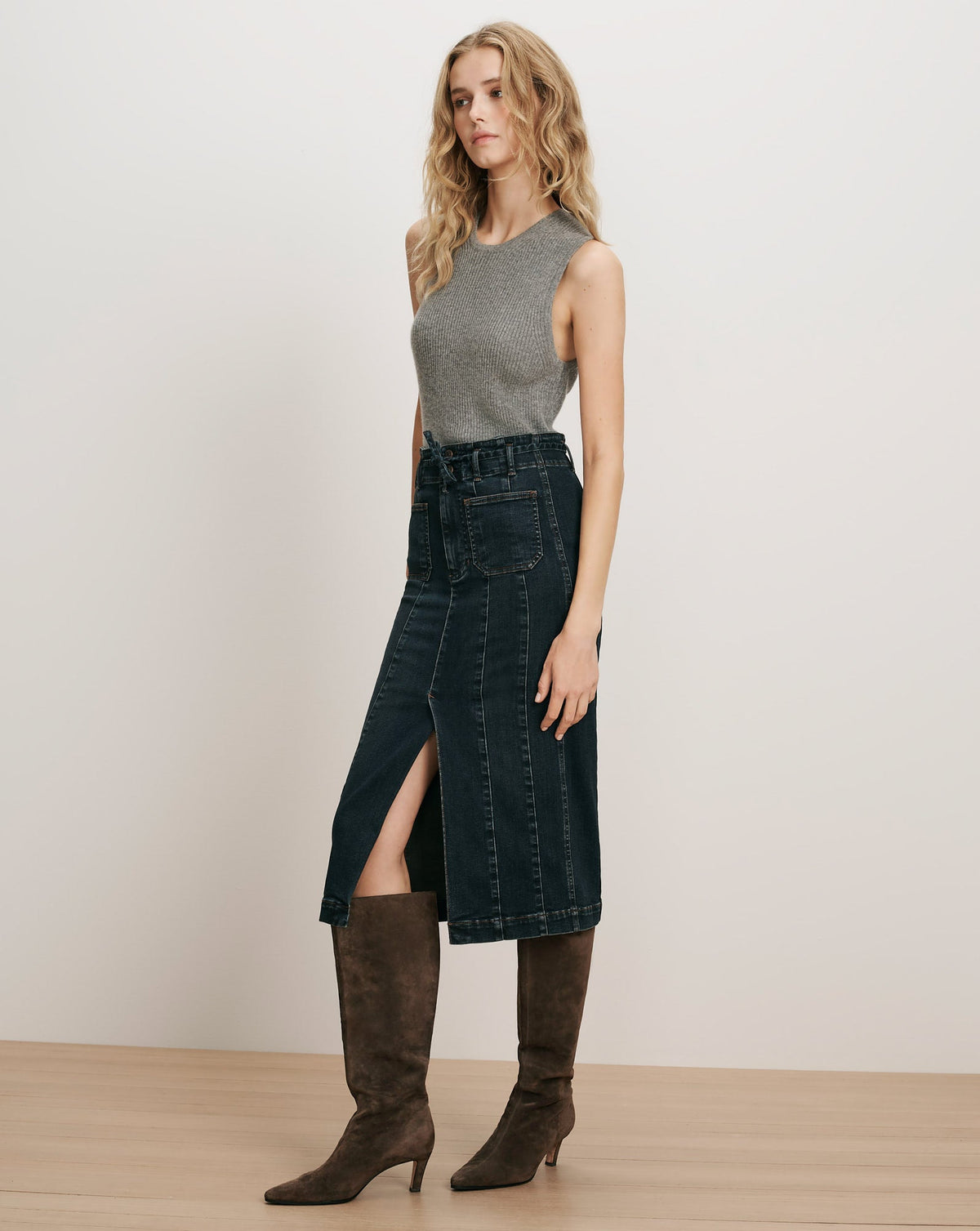 Pavana Denim Midi Skirt